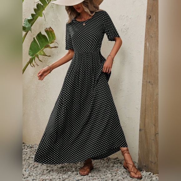 Polka Dot Print Smock Dress - Picture 4 of 4